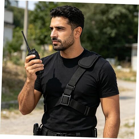 NUOBESTY Adjustable Radio Chest Mount Harness Strap with Buckle for Body Camera and Interphone – Firefighter and Security Team Shoulder Harness Support for Inspection Use in Kuwait