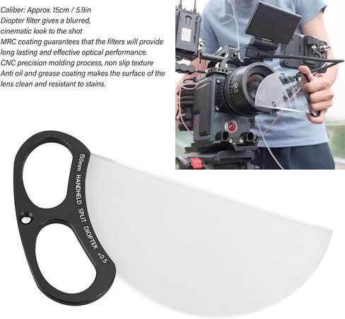 Tbest 150mm Handheld 1/2 Split Diopter Filter Lens Special Effects Film Prism Accessories for DSLR Video Portrait Photography Made of Optical Glass Aluminum Alloy in Kuwait