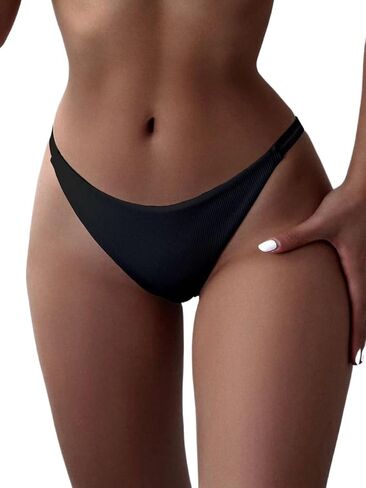 Womens Summer Beach Rib Thong Bikini Panty Low Rise in Kuwait