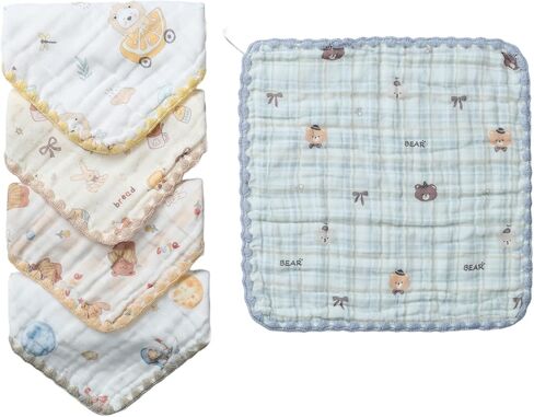 JUVA Baby Washcloths 12x12 Inch 5-Pack Floral Print | Organic Cotton, Muslin, Soft Absorbent, Newborn Infants Toddlers, Unisex Daily Cleaning in Saudi Arabia