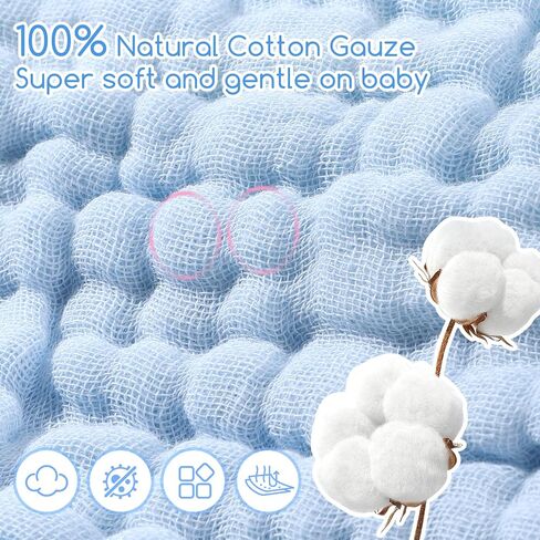 Muslin Washcloths 6pcs Baby Washcloths Burp Cloth Absorbent and Soft Wash Clothes for Newborns Bath Face Towel White Pink Yellow Blue Green 7.5x7.5 Inch in Kuwait