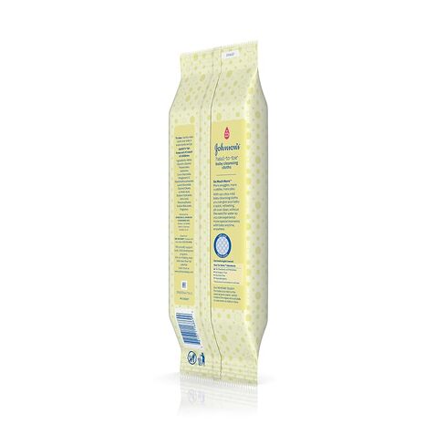 Johnson's Head-to-Toe Gentle Baby Cleansing Cloths, Hypoallergenic, Free of Alcohol, Dyes, and Soap, 15 ct ( Pack of 2) in Kuwait