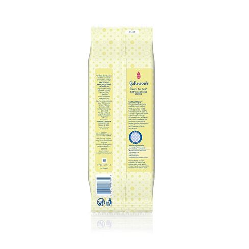 Johnson's Head-to-Toe Gentle Baby Cleansing Cloths, Hypoallergenic, Free of Alcohol, Dyes, and Soap, 15 ct ( Pack of 2) in Kuwait