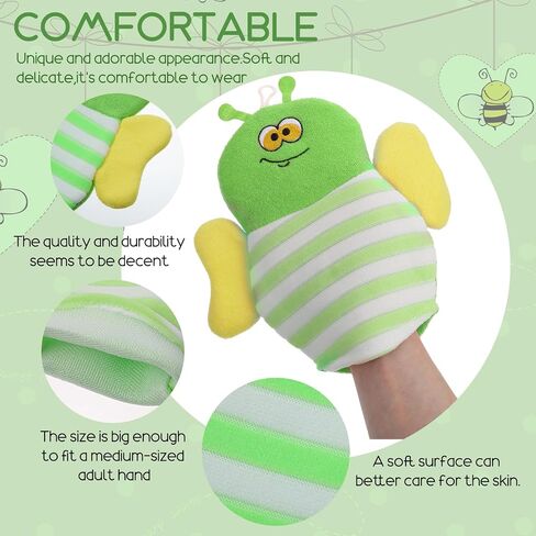 Sibba 10 Pcs Baby Bath Mitt Washcloths Gloves, Gentle Cute Exfoliating Wash Mitt Animal Pattern, Baby Mittens Bath Towel Glove Soft Scrub Toddler Wash Cloths Body Scrubber Bathing Loofah Infant Gloves in Kuwait
