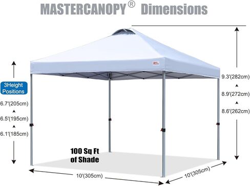 MASTERCANOPY 10x10 Durable Pop Up Canopy Tent with Roller Bag, Black | One Person Setup, Outdoor Portable Canopy Instant Shelter, Vented Top, 4 Sandbags, 4 Ropes, 8 Stakes, Beach/Camping/Market in Saudi Arabia