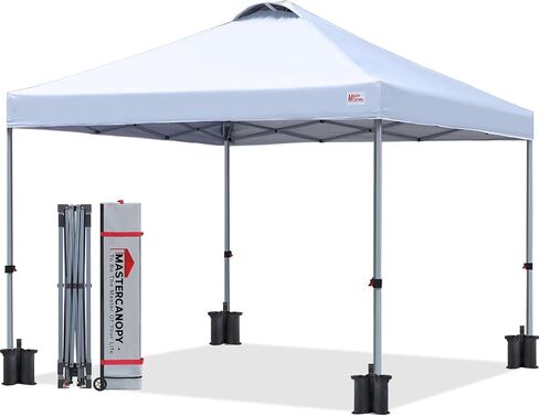MASTERCANOPY 10x10 Durable Pop Up Canopy Tent with Roller Bag, Black | One Person Setup, Outdoor Portable Canopy Instant Shelter, Vented Top, 4 Sandbags, 4 Ropes, 8 Stakes, Beach/Camping/Market in Saudi Arabia