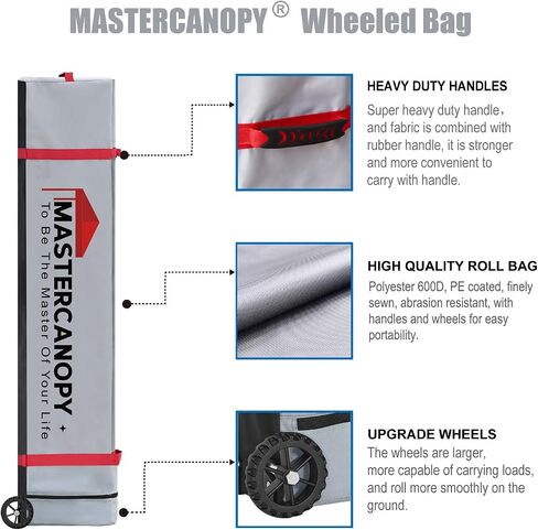 MASTERCANOPY 10x10 Durable Pop Up Canopy Tent with Roller Bag, Black | One Person Setup, Outdoor Portable Canopy Instant Shelter, Vented Top, 4 Sandbags, 4 Ropes, 8 Stakes, Beach/Camping/Market in Saudi Arabia