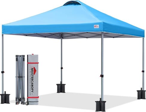 MASTERCANOPY 10x10 Durable Pop Up Canopy Tent with Roller Bag, Black | One Person Setup, Outdoor Portable Canopy Instant Shelter, Vented Top, 4 Sandbags, 4 Ropes, 8 Stakes, Beach/Camping/Market in Saudi Arabia