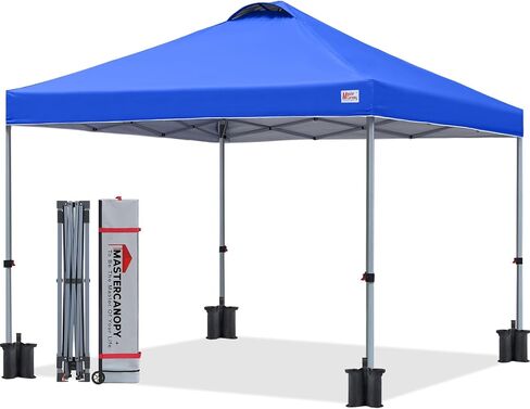 MASTERCANOPY 10x10 Durable Pop Up Canopy Tent with Roller Bag, Black | One Person Setup, Outdoor Portable Canopy Instant Shelter, Vented Top, 4 Sandbags, 4 Ropes, 8 Stakes, Beach/Camping/Market in Saudi Arabia