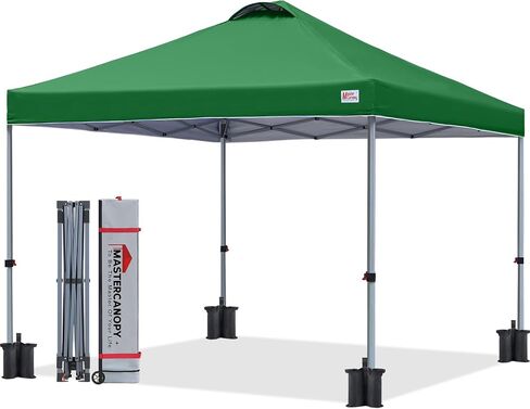 MASTERCANOPY 10x10 Durable Pop Up Canopy Tent with Roller Bag, Black | One Person Setup, Outdoor Portable Canopy Instant Shelter, Vented Top, 4 Sandbags, 4 Ropes, 8 Stakes, Beach/Camping/Market in Saudi Arabia