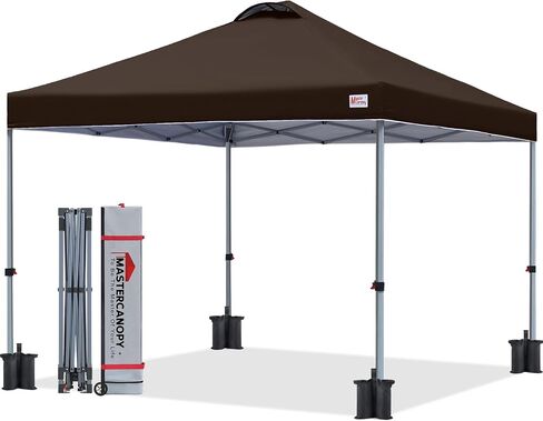 MASTERCANOPY 10x10 Durable Pop Up Canopy Tent with Roller Bag, Black | One Person Setup, Outdoor Portable Canopy Instant Shelter, Vented Top, 4 Sandbags, 4 Ropes, 8 Stakes, Beach/Camping/Market in Saudi Arabia