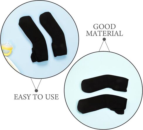 NUOBESTY 2 Pairs Stroller Handle Covers Black Cloth Dust Proof Anti-Cracking Sleeve Replacement for Newborn Pushchair Handlebar in Summer in Kuwait