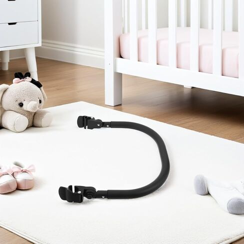 Mikinona Stroller Bumper Handle Bar, 16.6" Black Detachable Safety Guardrail with Thickened Soft Silicone Wrap and Rounded Corners, Replacement Armrest for Pram, for Short Outings in Kuwait
