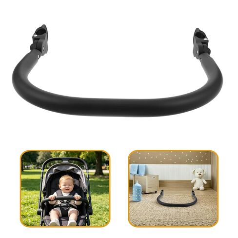 Mikinona Stroller Bumper Handle Bar, 16.6" Black Detachable Safety Guardrail with Thickened Soft Silicone Wrap and Rounded Corners, Replacement Armrest for Pram, for Short Outings in Kuwait