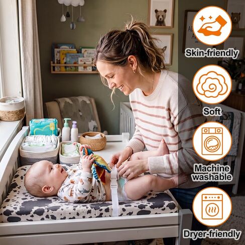 4 Pcs Western Cowboy Baby Changing Pad Covers for Boys and Girls Stretchy Soft Diaper Changing Table Pad Cotton Cover Breathable Comfy Baby Cradle Sheets Nursery 32 x 16 x 5 Inch in Kuwait