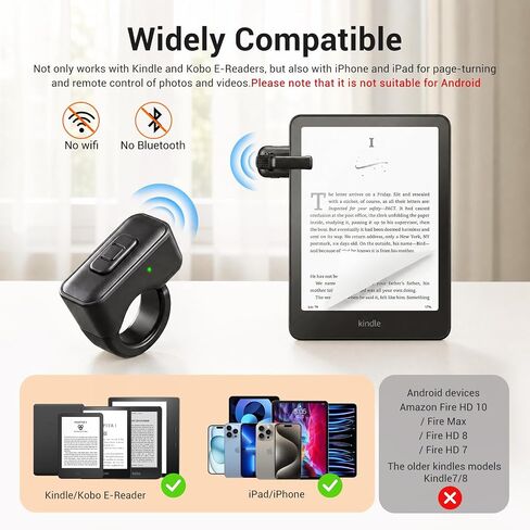 CoBak Page Turner Ring for iPhone, Kindle, Remote Page Turner for iPad & Tablets, Kobo & E-Readers, Wireless Remote Shutter for Photos & Videos, with Storage Case in Kuwait
