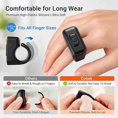 CoBak Page Turner Ring for iPhone, Kindle, Remote Page Turner for iPad & Tablets, Kobo & E-Readers, Wireless Remote Shutter for Photos & Videos, with Storage Case in Kuwait