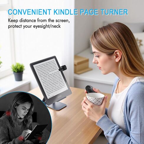 Kindle Page Turner Remote Control, Anti-Slip Finger Clicker for Reading in Bed, Case-Friendly 0.45inch Clip for Paperwhite Oasis Scribe iPad Kobo eReaders, 2-in-1 Camera Shutter Selfie Remote in Kuwait