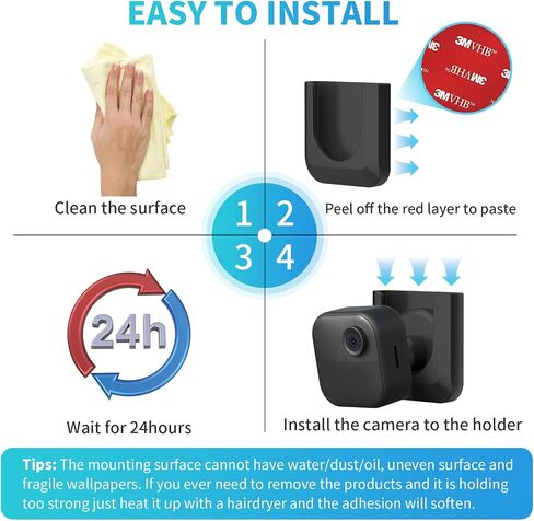 Blink Camera Adhesive Wall Mount Bracket for Blink Outdoor 4/Outdoor 2K+, Strong Adhesive Durable Camera Mount Stand for Blink Camera, No Drill, No Screws in Kuwait