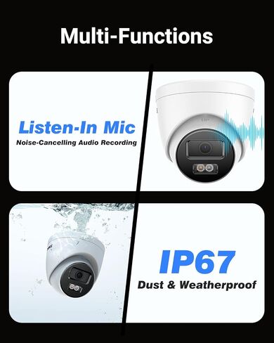 ANNKE AH500 3K AI PoE Security Camera System with Human/Vehicle Detection, 8 PCS IP67 Outdoor Cams with Smart Dual Light, 2.8mm Lens, Color Night Vision, 120 dB WDR, Built in Mic, 2TB Hard Drive in Kuwait