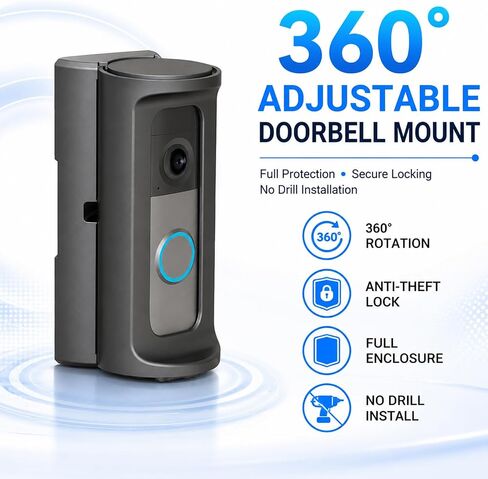 360° Adjustable Anti-Theft Doorbell Mount for (newest model) Wired Doorbell 2nd Gen (2026), Wired Doorbell Plus 2nd Gen & Pro 3rd Gen (2025), No-Drill Corner Mount for Apartments & Rentals in Kuwait