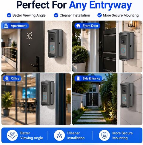 360° Adjustable Anti-Theft Doorbell Mount for (newest model) Wired Doorbell 2nd Gen (2026), Wired Doorbell Plus 2nd Gen & Pro 3rd Gen (2025), No-Drill Corner Mount for Apartments & Rentals in Kuwait