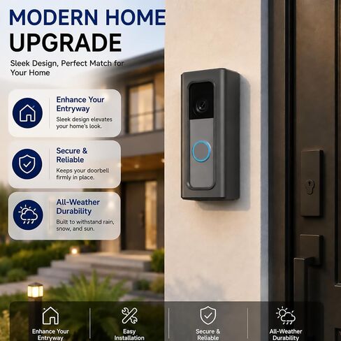 Adhesive Mount Compatible with Ring Battery Doorbell Pro/Plus (2026 Release) No-Drill Mounting Bracket Cover Holder Not Block Doorbell Sensor Renter Friendly for Apartments in Kuwait