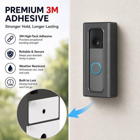Adhesive Mount Compatible with Ring Battery Doorbell Pro/Plus (2026 Release) No-Drill Mounting Bracket Cover Holder Not Block Doorbell Sensor Renter Friendly for Apartments in Kuwait
