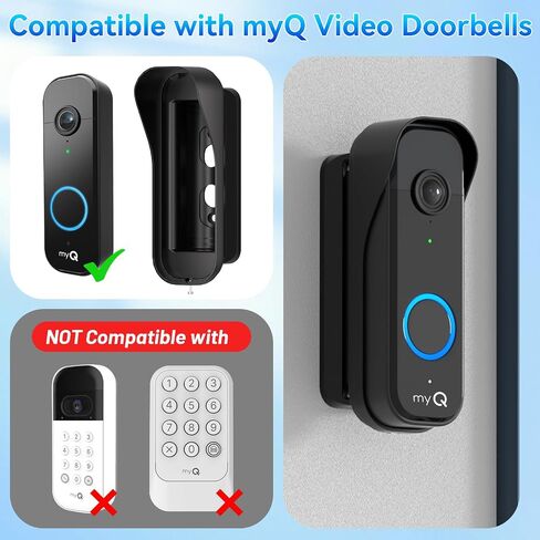 Doorbell Mount for myQ Video Doorbell Camera, Adjustable Left/Right Viewing Angle(40 to 140), Weatherproof Mounting Bracket, Anti-Blocks Motion Sensor, Compatible with Homes, Apartments, Dorms-Black in Kuwait