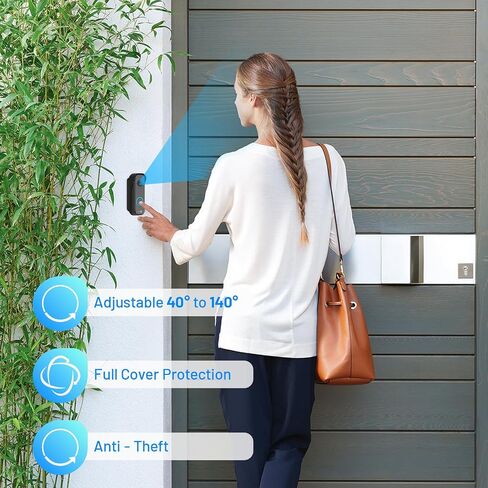 Doorbell Mount for myQ Video Doorbell Camera, Adjustable Left/Right Viewing Angle(40 to 140), Weatherproof Mounting Bracket, Anti-Blocks Motion Sensor, Compatible with Homes, Apartments, Dorms-Black in Kuwait