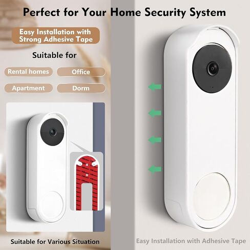 Anti-Theft No Drill Doorbell Mount Compatible with Google Nest Doorbell (Battery), Video Doorbell Door Mount for Apartment, Home, Renters,No Tools Needed and Protect Your Wall (Doorbell NOT Included) in Kuwait