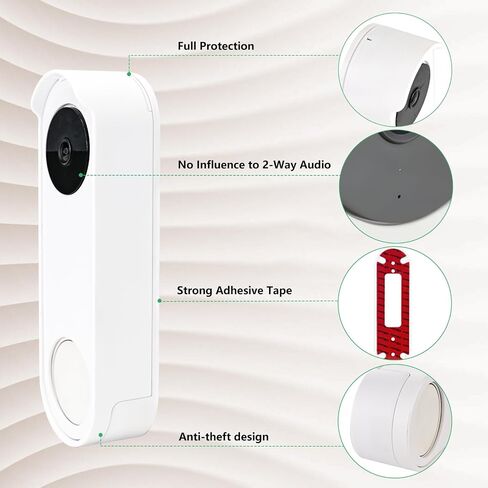 Anti-Theft No Drill Doorbell Mount Compatible with Google Nest Doorbell (Battery), Video Doorbell Door Mount for Apartment, Home, Renters,No Tools Needed and Protect Your Wall (Doorbell NOT Included) in Kuwait