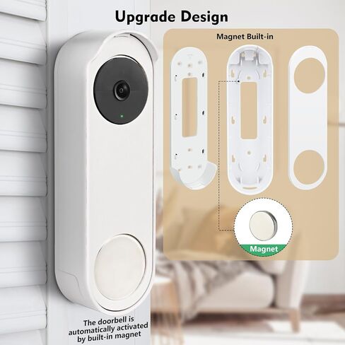 Anti-Theft No Drill Doorbell Mount Compatible with Google Nest Doorbell (Battery), Video Doorbell Door Mount for Apartment, Home, Renters,No Tools Needed and Protect Your Wall (Doorbell NOT Included) in Kuwait