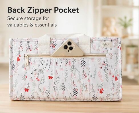 Diaper Caddy Organizer, Floral Design, Portable Nursery Basket with 3 Front Pockets and Zipper Pockets for Baby Essentials in Kuwait
