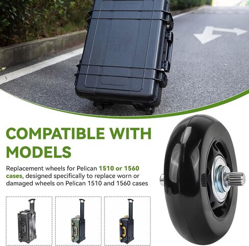 Replacement Smooth Glide Wheels Compatible with Pelican 1510 & 1560 case, Upgrade Heavy Duty Replacement Caster Wheels, Black Durable Rolling Wheels - 2 Pack in Kuwait