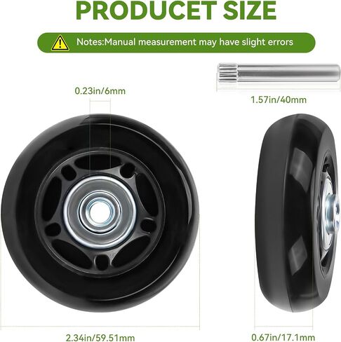 Replacement Smooth Glide Wheels Compatible with Pelican 1510 & 1560 case, Upgrade Heavy Duty Replacement Caster Wheels, Black Durable Rolling Wheels - 2 Pack in Kuwait