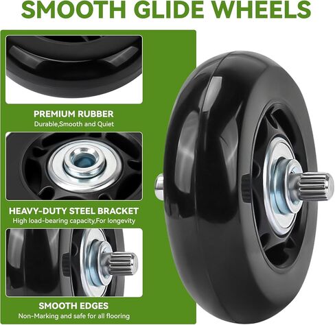 Replacement Smooth Glide Wheels Compatible with Pelican 1510 & 1560 case, Upgrade Heavy Duty Replacement Caster Wheels, Black Durable Rolling Wheels - 2 Pack in Kuwait