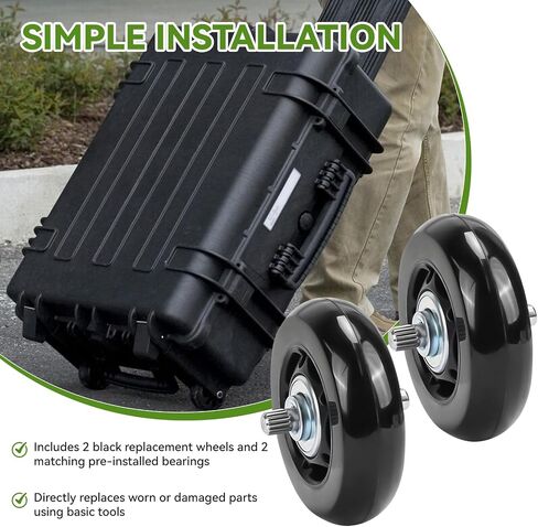 Replacement Smooth Glide Wheels Compatible with Pelican 1510 & 1560 case, Upgrade Heavy Duty Replacement Caster Wheels, Black Durable Rolling Wheels - 2 Pack in Kuwait