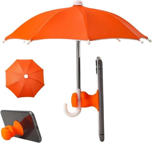 Phone Umbrella for Sun Shade – 2-in-1 Anti-Glare Screen Shield & UV Protection Protection Phone Umbrella, Adjustable Suction Cup Stand for Car Dash, Motorcycle, Beach, Fits All Smartphones (Orange) in Kuwait