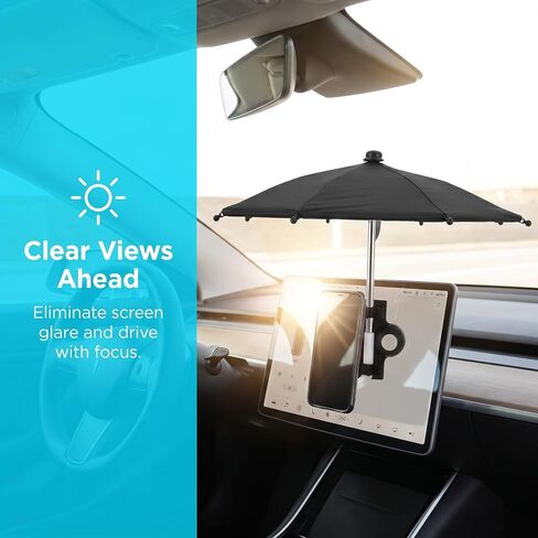 Artibetter Universal Car Phone Sun Shade Umbrella with Clamp-on Design, Anti-Slip Metal and Polyester Fiber Holder for Multivehicle Use, Navigation, and Damage-Free Installation in Kuwait
