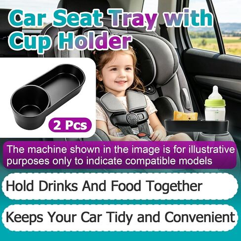 2Pcs Car Seat Snack Tray with Cup Holder Compatible with Safety 1st EverFit | Compatible with Safety 1st Grow & Go, Maxi-COSI Pria, Cosco All-in-One Car Seat (Model C6577), Dishwasher Safe Cleaning in Kuwait