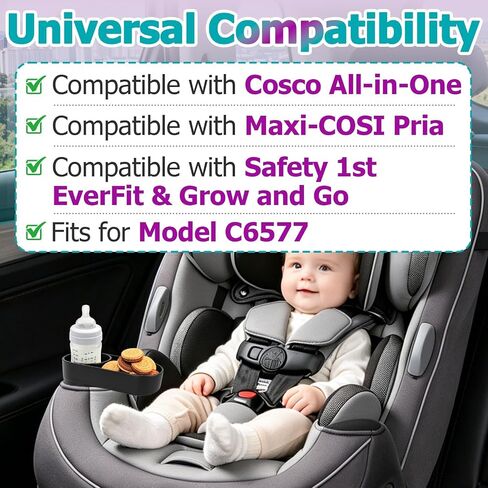 2Pcs Car Seat Snack Tray with Cup Holder Compatible with Safety 1st EverFit | Compatible with Safety 1st Grow & Go, Maxi-COSI Pria, Cosco All-in-One Car Seat (Model C6577), Dishwasher Safe Cleaning in Kuwait