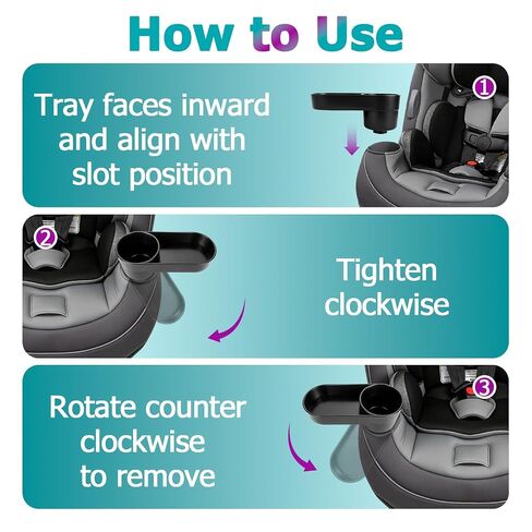 2Pcs Car Seat Snack Tray with Cup Holder Compatible with Safety 1st EverFit | Compatible with Safety 1st Grow & Go, Maxi-COSI Pria, Cosco All-in-One Car Seat (Model C6577), Dishwasher Safe Cleaning in Kuwait