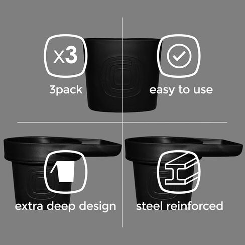 Connect3 Snack Kit, Compatible with Connect3 Booster Seats, Features Two Cup Holder and Snack Trays and One Cup Holder, Black in Kuwait