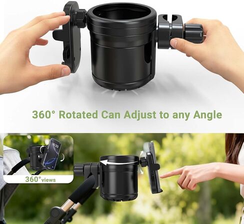 ZealSound Stroller Cup Holder, 3-in-1 Bottle Holder with Phone Holder for Wheelchair, Stroller, Bike, Walker, Scooter, 360° Rotatable Drink Holder for Uppababy, Bugaboo, Nuna, Doona in Kuwait