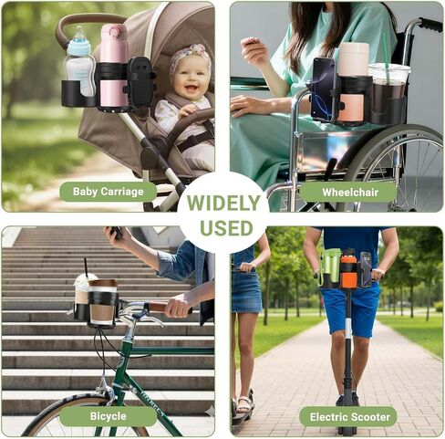 ZealSound Stroller Cup Holder, 3-in-1 Bottle Holder with Phone Holder for Wheelchair, Stroller, Bike, Walker, Scooter, 360° Rotatable Drink Holder for Uppababy, Bugaboo, Nuna, Doona in Kuwait
