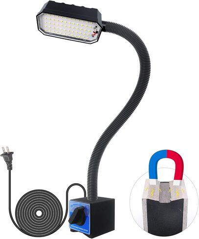 Magnetic Work Light, 2000 Lumens Led Machine Light with Strong Magnetic Base, 20 inch Flexible Magnetic Lamp for Garage, Workshop, Bandsaw, Lathe and Drill Press, 120V, Black in Kuwait