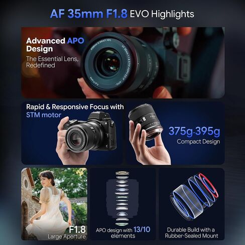 VILTROX 35mm F1.8 II EVO APO Lens, AF 35mm f/1.8 Full Frame Large Aperture Prime Lens for Nikon Z Z6 III Zf Z8 Z9 Z30 Zfc Z50 II Z7 II ZR in Kuwait