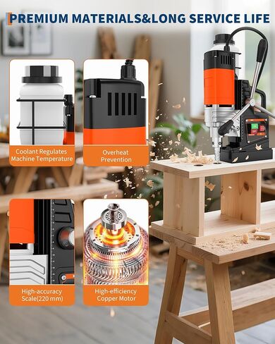 Magnetic Drill Press, 1750W Mag Drill with 2 in Boring Diameter, 810 RPM High Torque Portable Drill Press, Ergonomic Handle & Titanium Alloy Guide, Industrial & Home Metal Fabrication in Kuwait