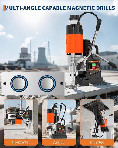 Magnetic Drill Press, 1750W Mag Drill with 2 in Boring Diameter, 810 RPM High Torque Portable Drill Press, Ergonomic Handle & Titanium Alloy Guide, Industrial & Home Metal Fabrication in Kuwait